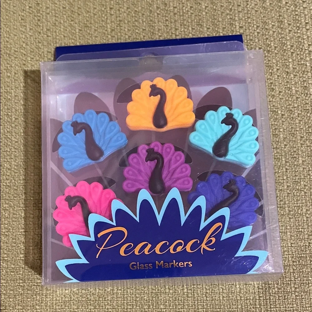 Cost Plus World Market Peacock Glass Markers - Multicolor